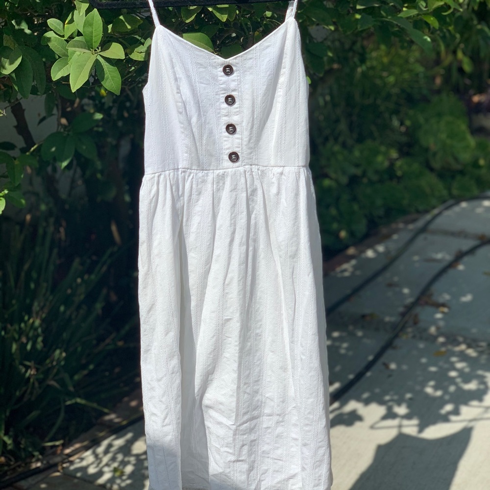 White Linen Midi Dress
